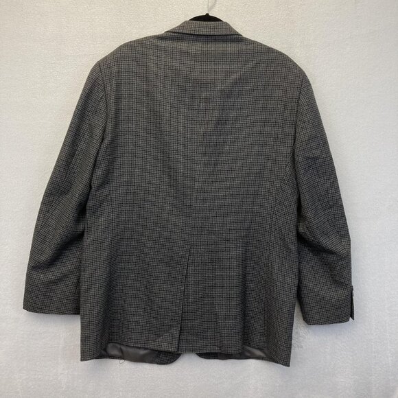 Chaps 100% Lambswool Blazer Jacket Mens 42R Gray Houndstooth Sport Coat Formal - Picture 10 of 16